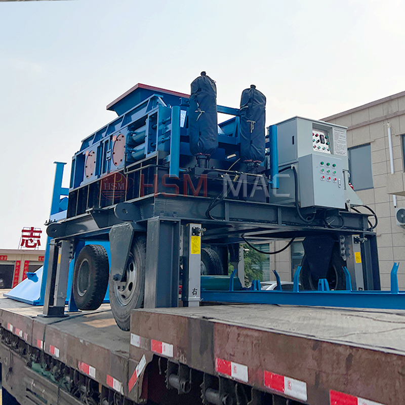 時產(chǎn)100噸瓜米石移動對輥制砂一體機型號怎么選?